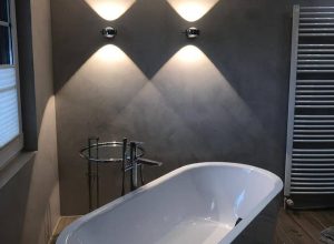 microcemento gris en baño, microcemento sobre azulejos